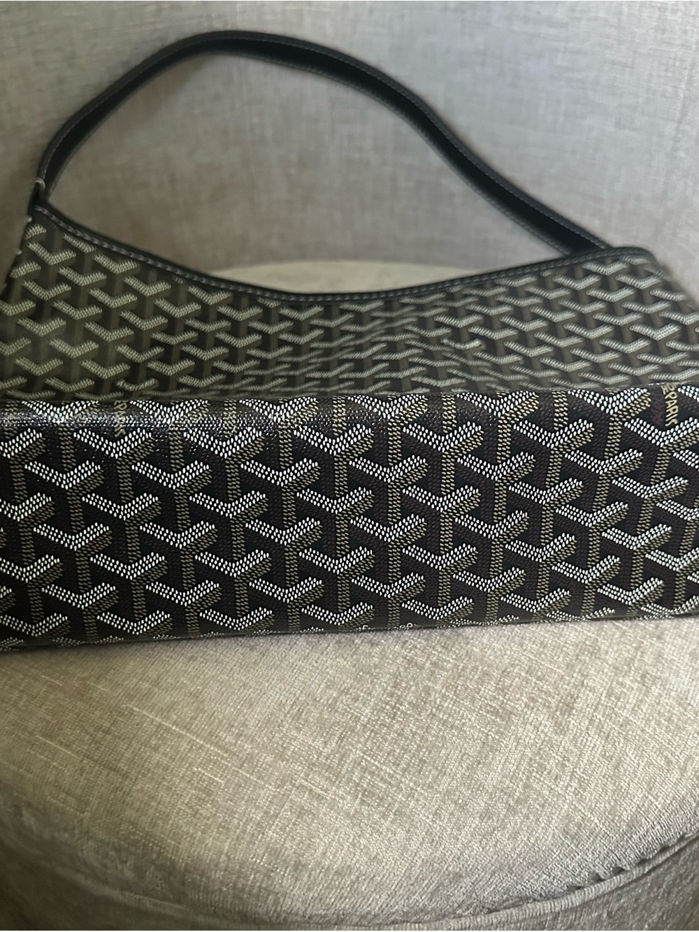 Black Patterned Hobo Bag with Matching Pouch - Picture 9 of 10